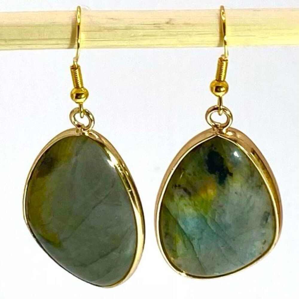 AUM 18k Gold Vermeil & Laborite Dangles